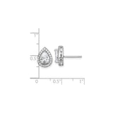 Sterling Silver Pear Teardrop Stud Earrings With CZ Halo