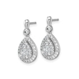 Sterling Silver Teardrop Dangle Earrings with Halo Design and Cubic Zirconia
