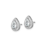 Sterling Silver Teardrop Stud Pear Shaped CZ Halo Earrings