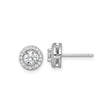 Sterling Silver Halo Stud Earrings with Round Cubic Zirconia Center and Accent Stones