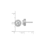 Sterling Silver Halo Stud Earrings with Large Round Cubic Zirconia Centerstone