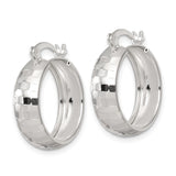 Sterling Silver Hoop Earrings with Wide Hammered Texture and Polished Finish