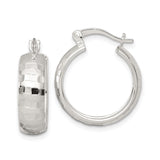 Sterling Silver Hoop Earrings with Wide Hammered Texture and Polished Finish