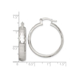 Sterling Silver Hoop Earrings with Faceted Hammered Finish and Latch Back Closure