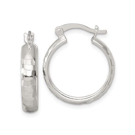 Sterling Silver Hammered Hoop Earrings, Lightweight Textured Round Design for Women