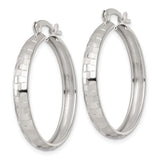 Sterling Silver Hoop Earrings with Hammered Textured Finish and Latch Back Closure