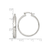 Sterling Silver Hoop Earrings with Hammered Textured Finish and Latch Back Closure