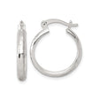 Sterling Silver Hoop Earrings, Hammered Texture Round Hoops for Women, Lightweight Medium Size