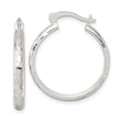 Sterling Silver Hoop Earrings with Diamond Cut Faceted Texture, Lightweight Minimalist Design
