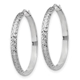 Sterling Silver Hoop Earrings, Diamond-Cut Faceted Tube Design, Latch-Back Closure