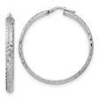 Sterling Silver Hoop Earrings, Diamond-Cut Faceted Tube Design, Latch-Back Closure