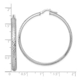 Sterling Silver Hoop Earrings, Textured Diamond Cut Round Design with Latch Back