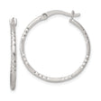 Sterling Silver Hoop Earrings with Diamond-Cut Texture and Smooth Ridged Accents for Women
