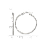 Sterling Silver Hoop Earrings with Diamond Cut Texture and Polished Finish, Medium Size