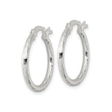 Sterling Silver Hoop Earrings, Hammered Textured Round Design with Polished Finish for Women
