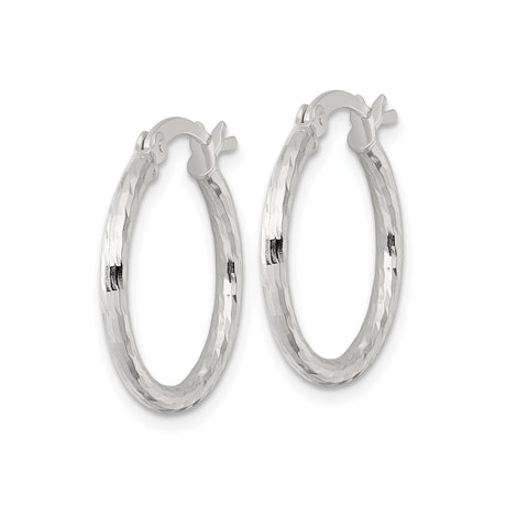 Sterling Silver Hoop Earrings, Hammered Textured Round Design with Polished Finish for Women