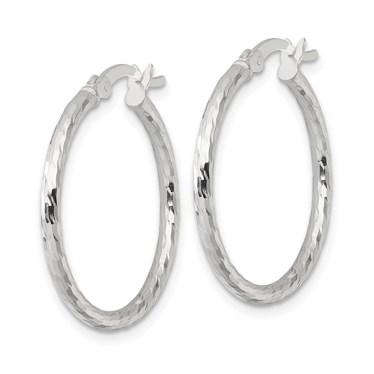 Sterling Silver Hoop Earrings, Lightweight Hammered Texture, Classic Minimalist Design for Women