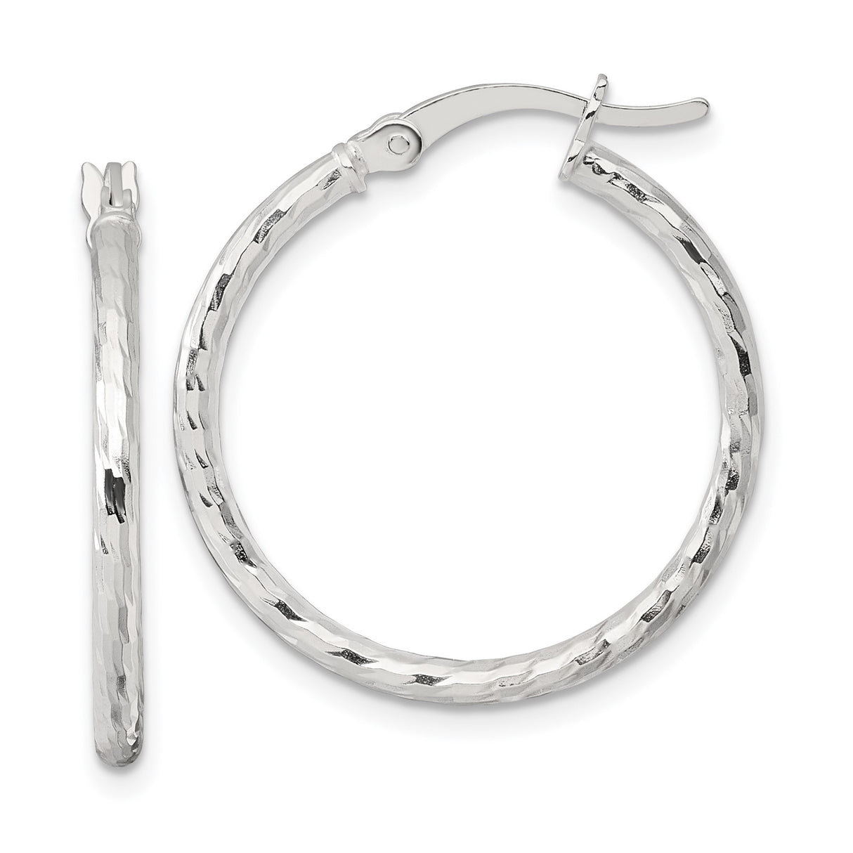 Sterling Silver Hoop Earrings, Lightweight Hammered Texture, Classic Minimalist Design for Women