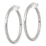 Sterling Silver Hoop Earrings with Hammered Textured Finish and Latch-Back Closure for Women