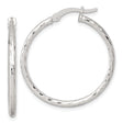Sterling Silver Hoop Earrings with Hammered Textured Finish and Latch-Back Closure for Women
