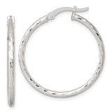 Sterling Silver Hoop Earrings with Hammered Textured Finish and Latch-Back Closure for Women