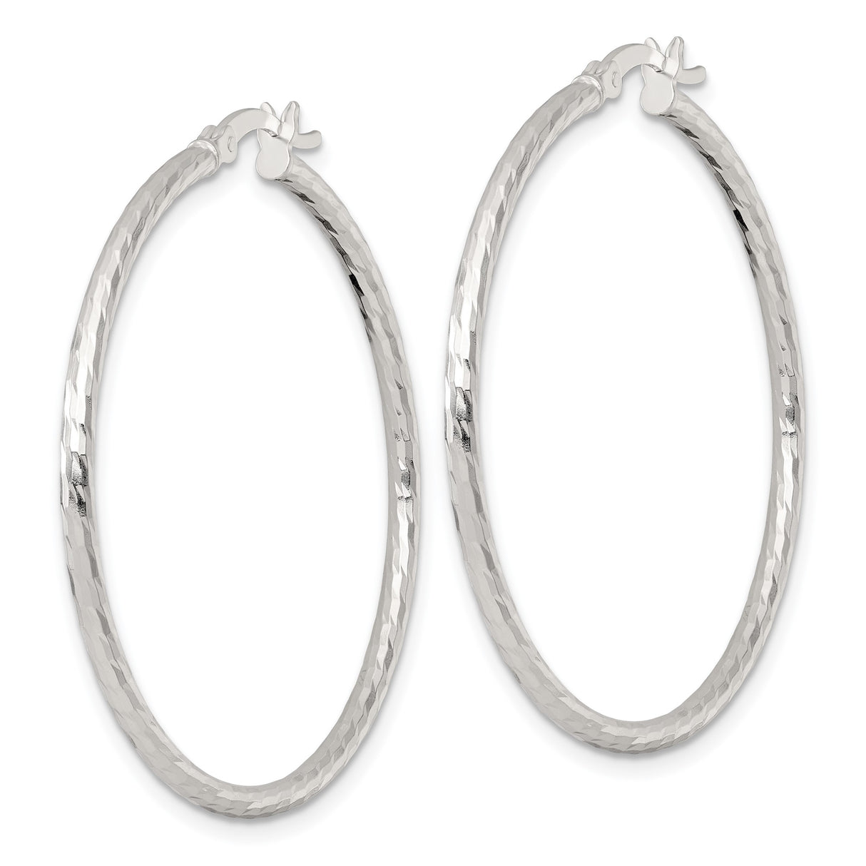 Sterling Silver Hammered Hoop Earrings, Textured Round Medium-Size Hoops, Minimalist Style