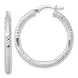 Sterling Silver Faceted Hoop Earrings, Diamond-Cut Textured Round Design for Women