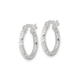 Sterling Silver Hoop Earrings with Diamond-Cut Textured Bamboo Design