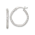 Sterling Silver Hoop Earrings with Textured Diamond Cut Finish, Lightweight Round Design for Women