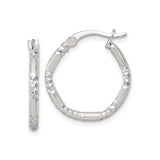 Sterling Silver Hoop Earrings with Textured Diamond Cut Finish, Lightweight Round Design for Women