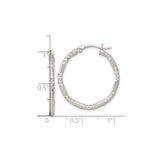 Sterling Silver Hoop Earrings, Diamond-Cut Textured Lightweight Round Design for Women