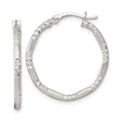 Sterling Silver Hoop Earrings, Diamond-Cut Textured Lightweight Round Design for Women