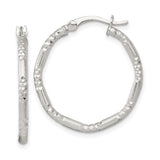 Sterling Silver Hoop Earrings, Diamond-Cut Textured Lightweight Round Design for Women