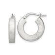Sterling Silver Hoop Earrings, Brushed Matte Finish, Flat Wide Profile, Lightweight Modern Design