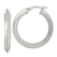 Sterling Silver Hoop Earrings, Wide Round Textured Design with Hammered Diamond-Cut Finish