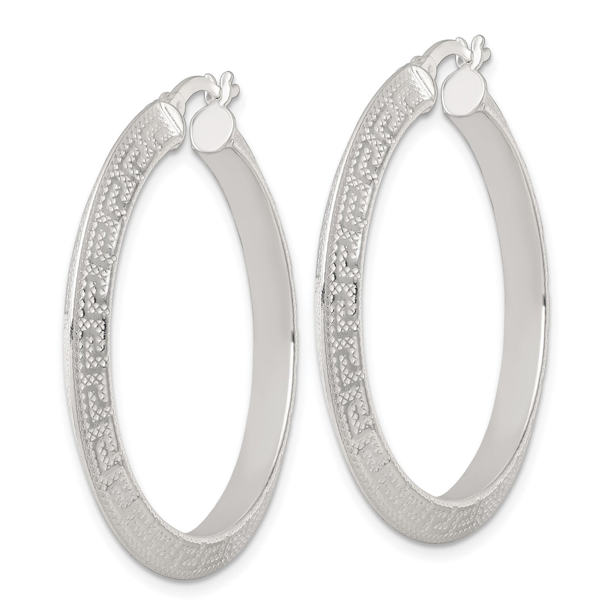 Sterling Silver Hoop Earrings with Hammered Finish and Geometric Design for Women