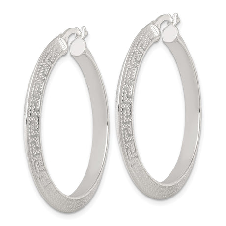 Sterling Silver Hoop Earrings with Hammered Finish and Geometric Design for Women