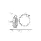 Sterling Silver Hoop Earrings with Greek Key Meander Design and Textured Engraving
