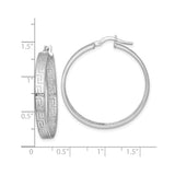 Sterling Silver Hoop Earrings, Greek Key Infinity Design, Classic Hellenistic Style