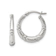 Sterling Silver Hoop Earrings with Bamboo Texture and Beaded Detail for Women