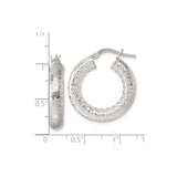 Sterling Silver Hoop Earrings with Bold Woven Texture, Polished Round Design