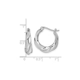 Sterling Silver Twisted Hoop Earrings with Sculpted Braid Design, Rhodium Plated Finish