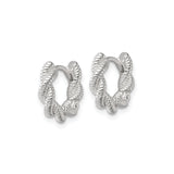 Sterling Silver Twisted Rope Hoop Earrings, Textured Nautical Style with Hinged Closure