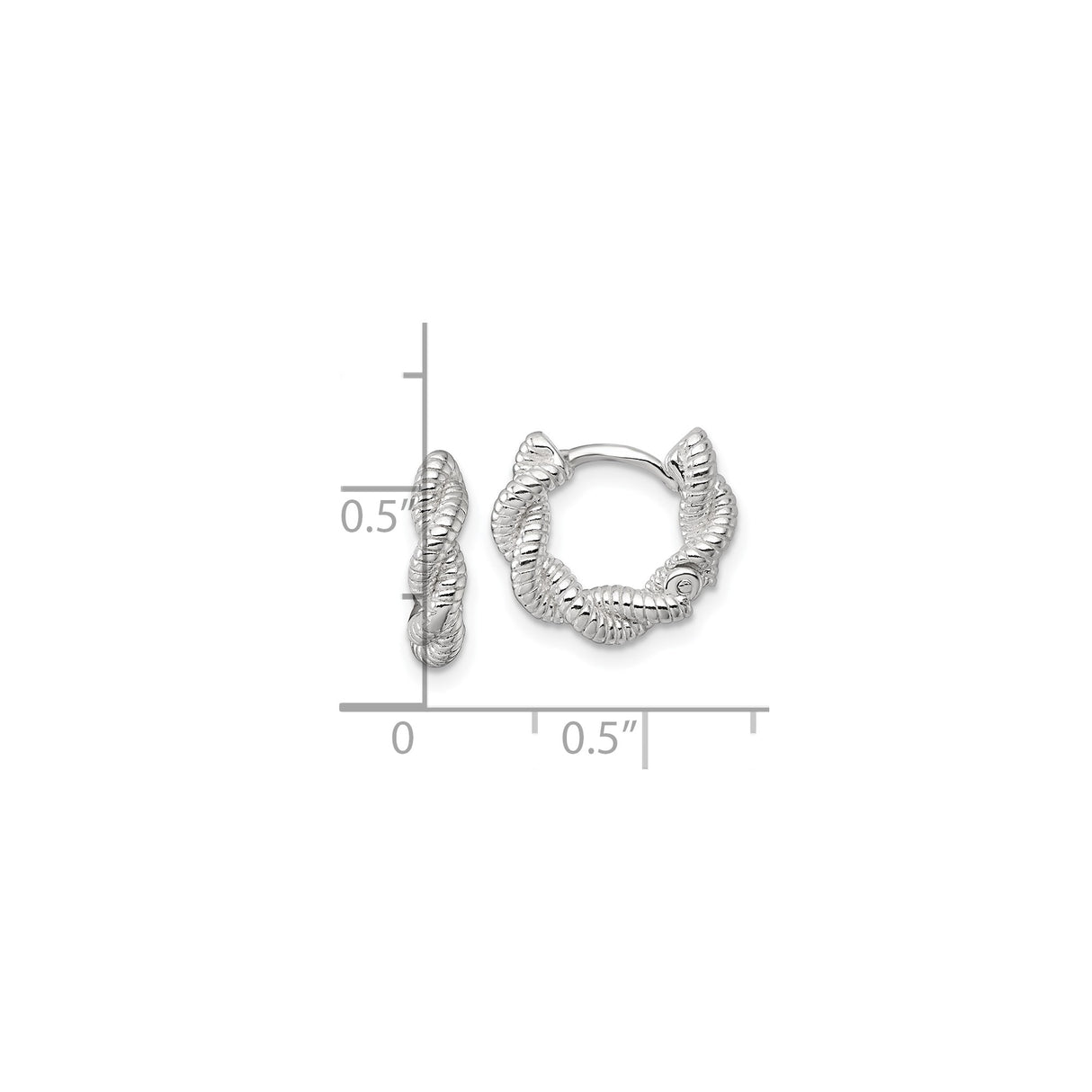 Sterling Silver Twisted Rope Hoop Earrings, Textured Nautical Style with Hinged Closure