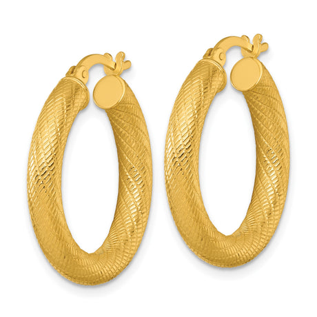 Sterling Silver Crisscross Hoop Earrings, Gold-Plated Diamond-Cut Textured Round Hoops