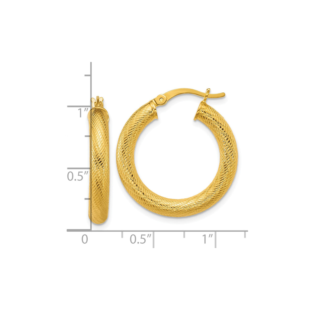 Sterling Silver Crisscross Hoop Earrings, Gold-Plated Diamond-Cut Textured Round Hoops