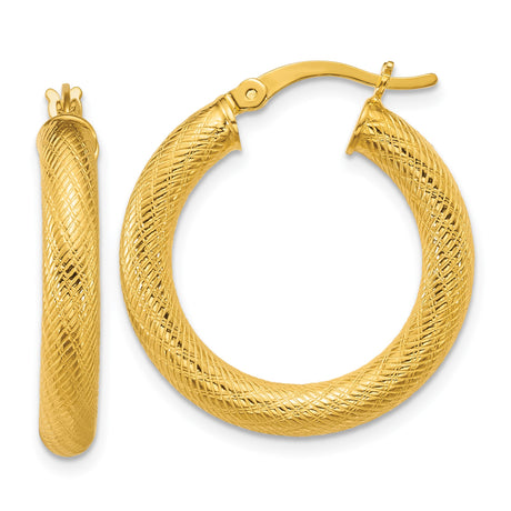 Sterling Silver Crisscross Hoop Earrings, Gold-Plated Diamond-Cut Textured Round Hoops
