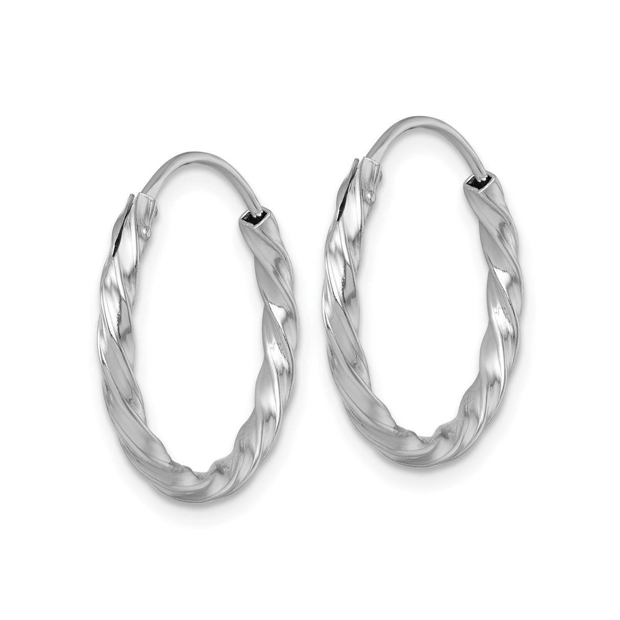 Sterling Silver Twisted Hoop Earrings, Lightweight Braided Endless Design for Women