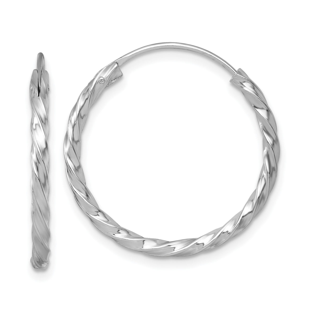 Sterling Silver Twisted Hoop Earrings with Polished Rope Design for Women