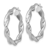 Sterling Silver Twisted Hoop Earrings with Braided Design for Women